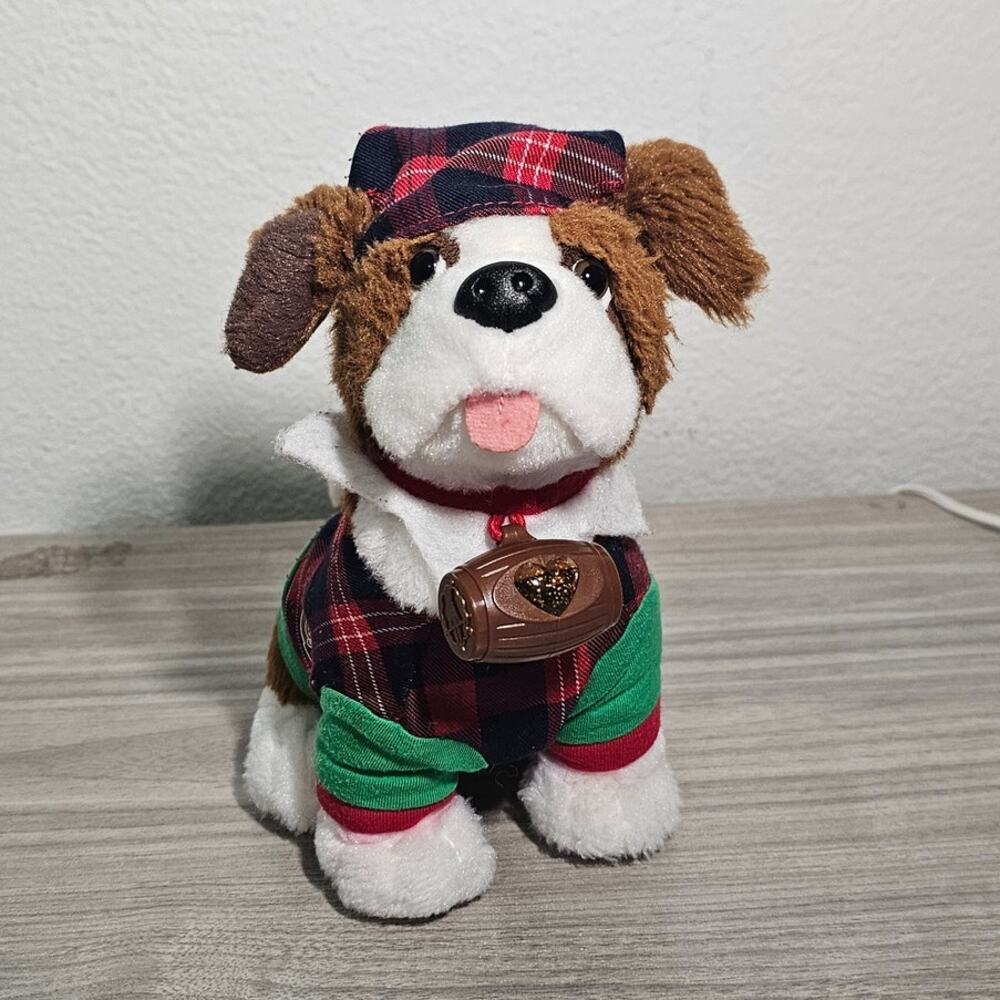 Elf on The Shelf St. Bernard Dog Plush With Claus Couture Playful PJs Red Green